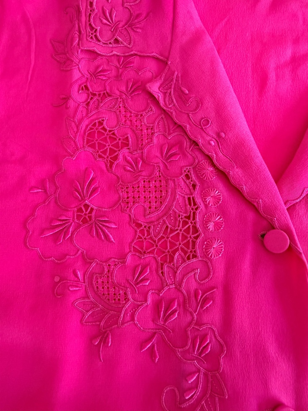 Fuchsia Embroidered Button-Front Blouse - Picture 8 of 9